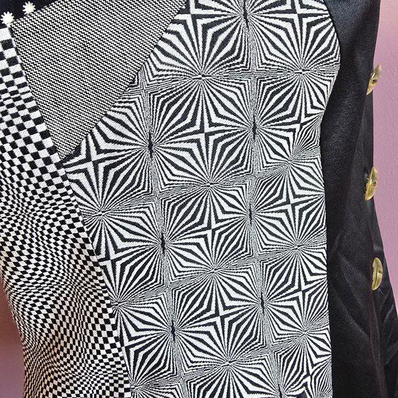 Escada vintage 90s wool silk art mixed patterns career blazer Germany. Medium - Picture 9 of 11